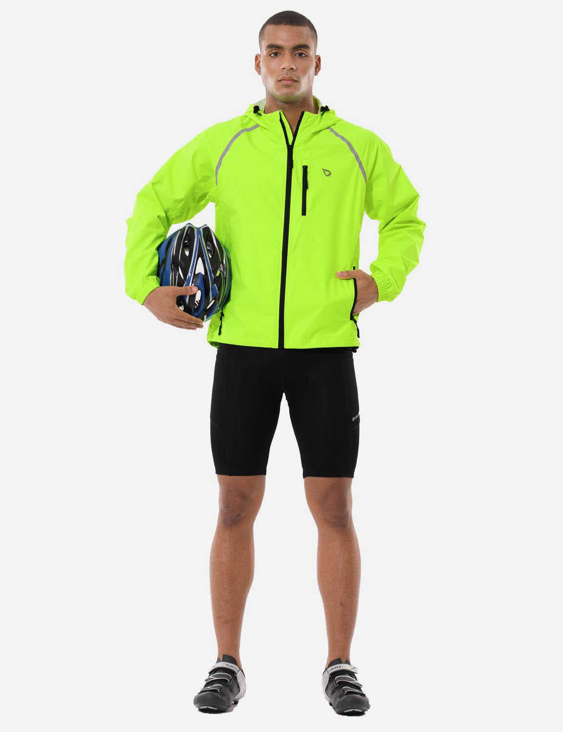 Baleaf Men's Fluorescent Waterproof Packable Windbreaker Track Jacket aaa467 Fluorescent Yellow Full