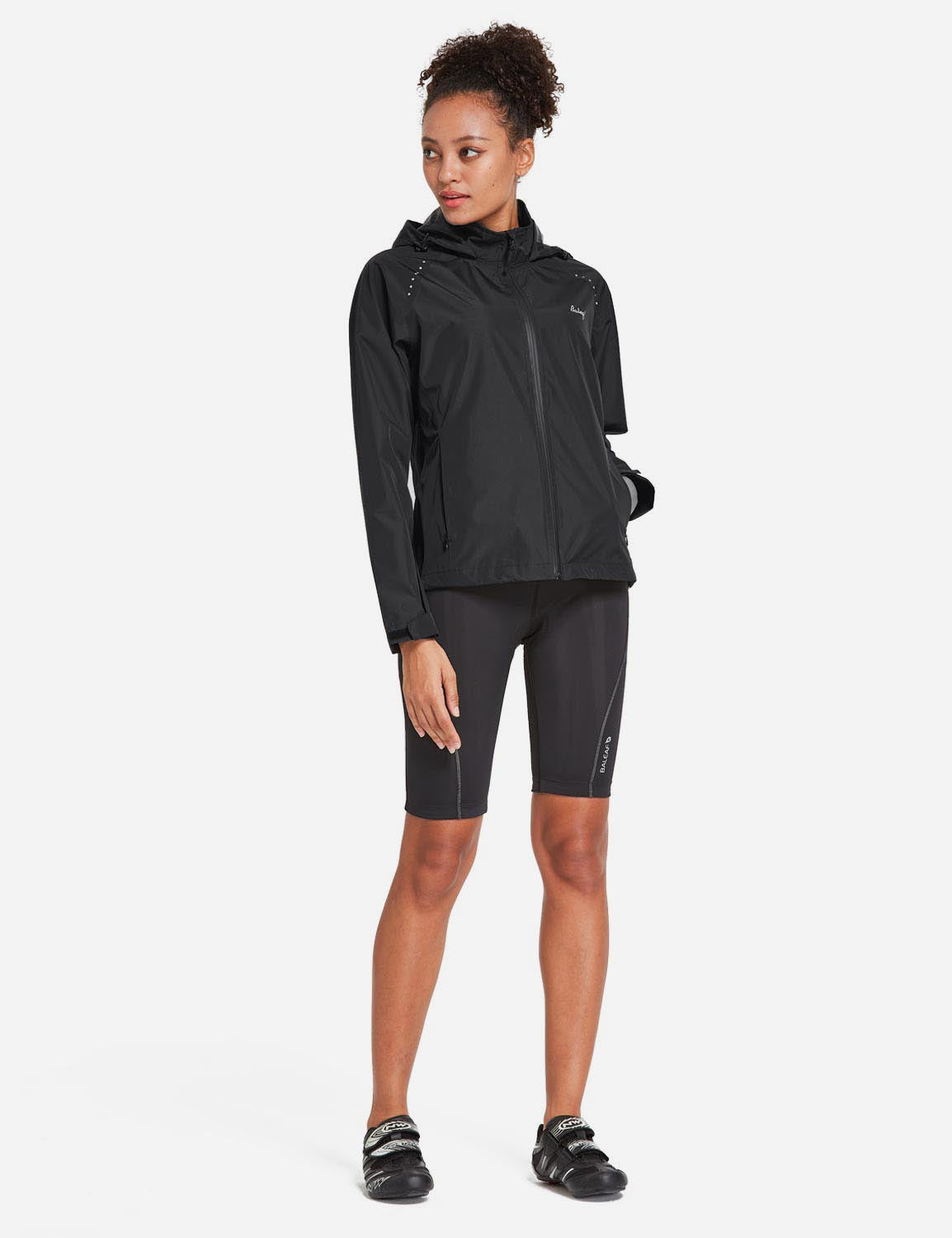 Baleaf Women's Waterproof Lightweight Full-Zip Pocketed Cycling Jacket aaa468 Black Full