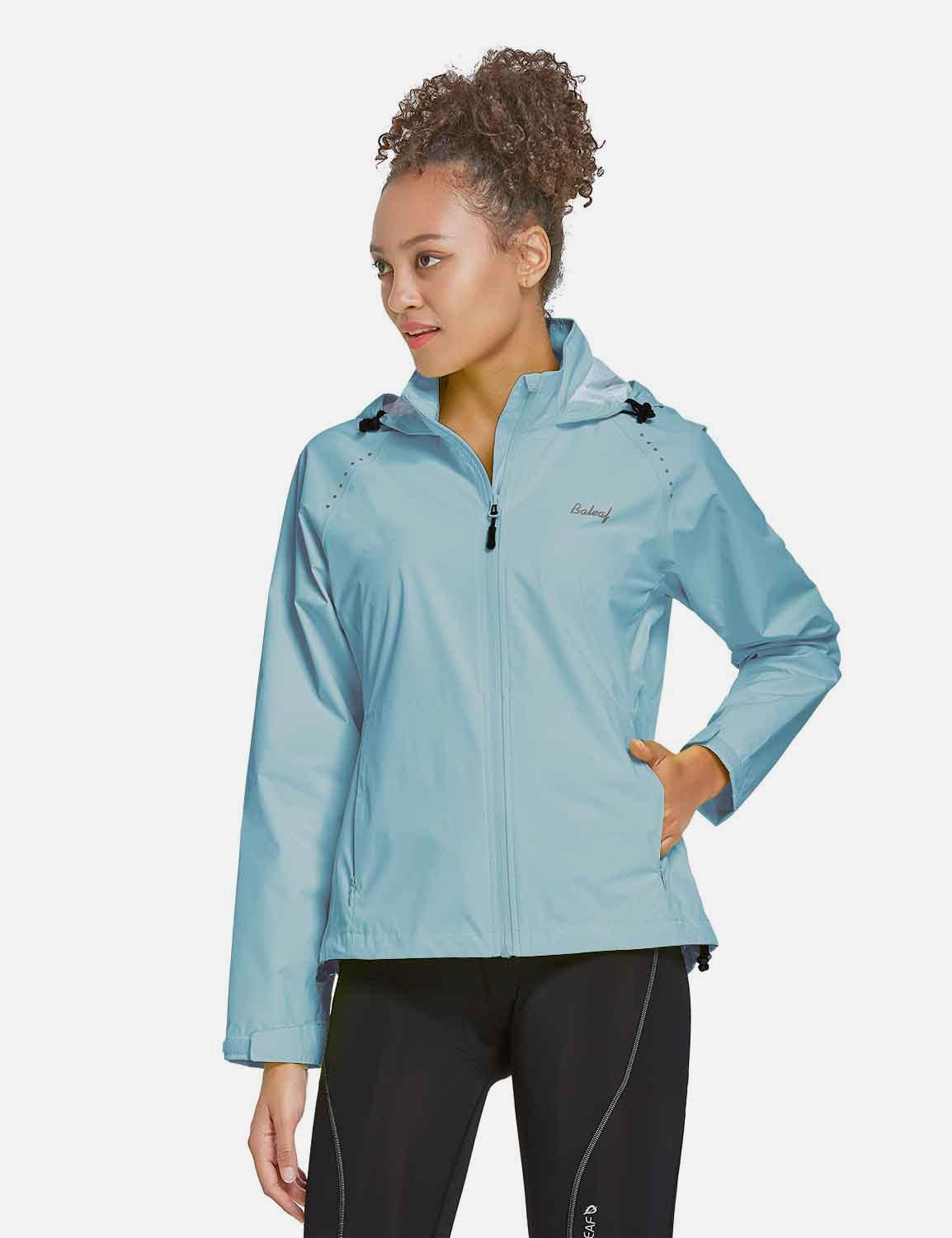Baleaf Women's Waterproof Lightweight Full-Zip Pocketed Cycling Jacket aaa468 Ethereal Blue Side