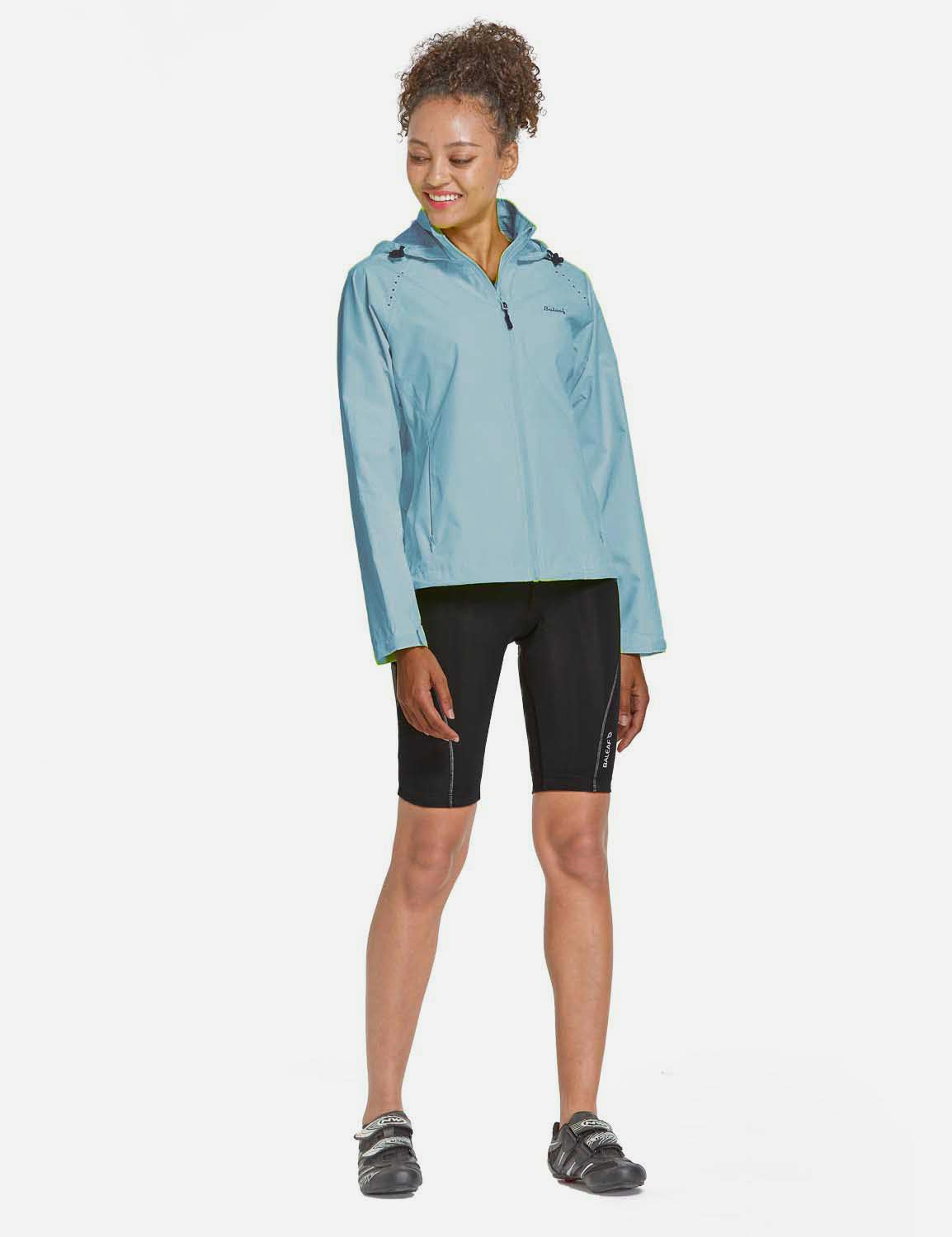 Baleaf Women's Waterproof Lightweight Full-Zip Pocketed Cycling Jacket aaa468 Ethereal Blue Full