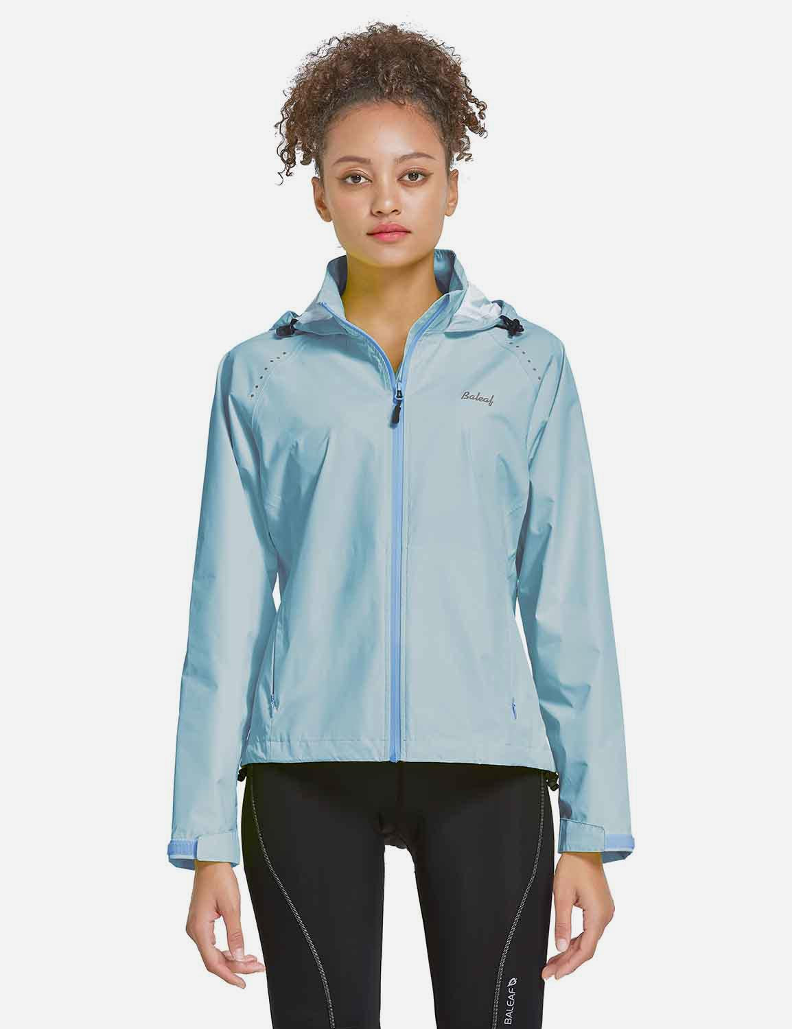 Baleaf Women's Waterproof Lightweight Full-Zip Pocketed Cycling Jacket aaa468 Ethereal Blue Front