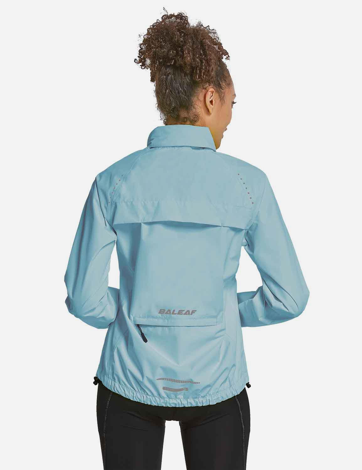 Baleaf Women's Waterproof Lightweight Full-Zip Pocketed Cycling Jacket aaa468 Ethereal Blue Back