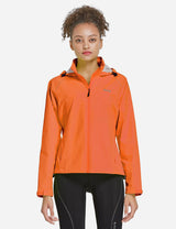 Baleaf Women's Waterproof Lightweight Full-Zip Pocketed Cycling Jacket aaa468 Orange Front