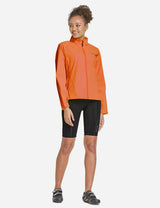 Baleaf Women's Waterproof Lightweight Full-Zip Pocketed Cycling Jacket aaa468 Orange Full