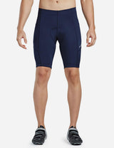 Baleaf Men's 3D Chamois Padded Low Cut Long Compression Cycling Shorts aai070 Dark Blue Front