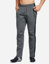 Baleaf Men's Thermal Fleece-Lined Windproof Pocketed Sweat Pants aai076 Gray/Black Front