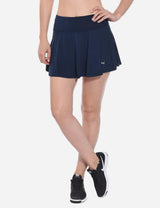 Baleaf Women's Mid-Rise 2-in-1 Pleated Pocketed Sports Skirt abd247 Dark Blue Main