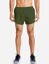 Baleaf Men's 3'' 2-in-1 High Cut Mesh Split-Leg Basic Running Shorts abd161 Army Green main
