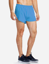 Baleaf Men's 3'' 2-in-1 High Cut Mesh Split-Leg Basic Running Shorts abd161 Light Blue side