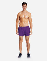 Baleaf Men's 3'' 2-in-1 High Cut Mesh Split-Leg Basic Running Shorts abd161 Purple full
