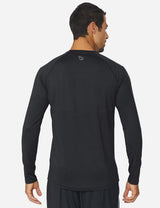 Baleaf Men's Workout Crew-Neck Slim-Cut Long Sleeved Shirt abd195 Black Back