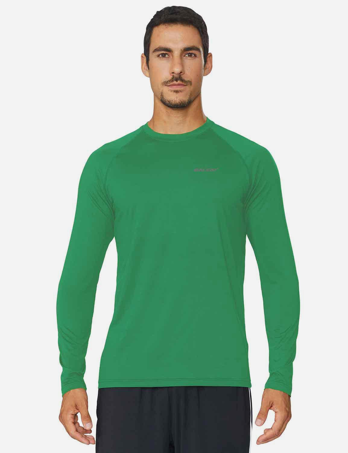 Baleaf Men's Workout Crew-Neck Slim-Cut Long Sleeved Shirt abd195 Forest Green Front