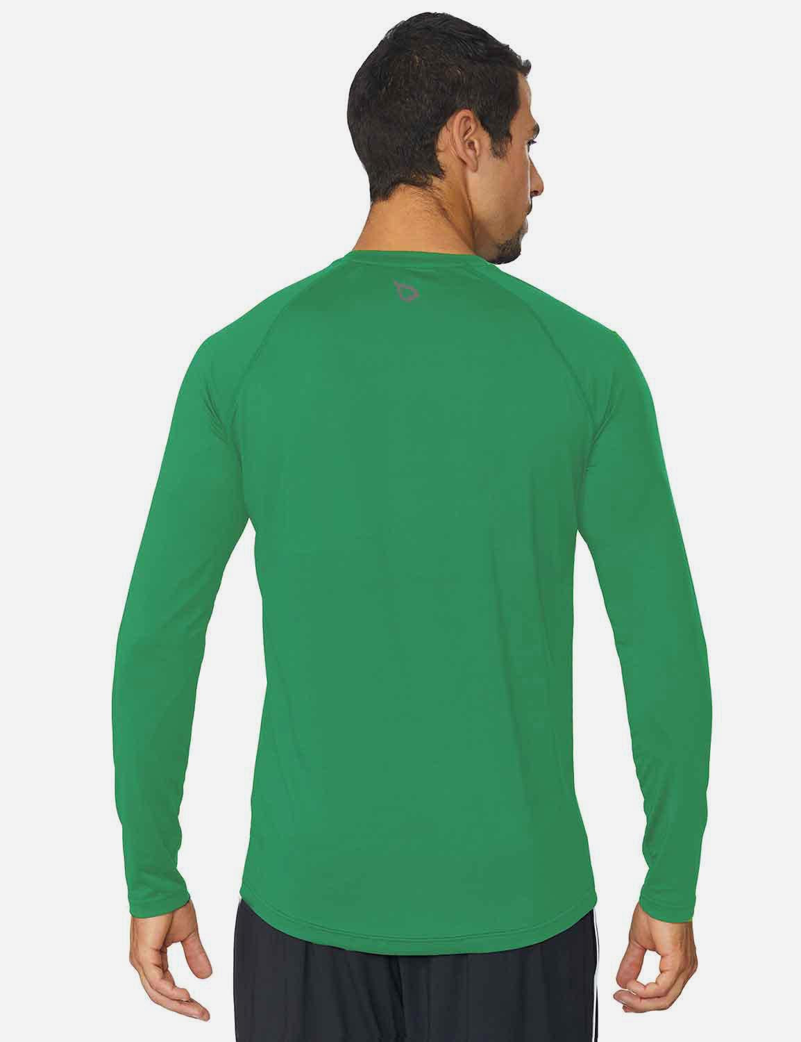 Baleaf Men's Workout Crew-Neck Slim-Cut Long Sleeved Shirt abd195 Forest Green Back