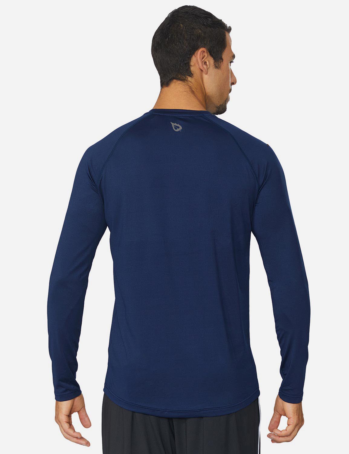 Baleaf Men's Workout Crew-Neck Slim-Cut Long Sleeved Shirt abd195 Navy Back