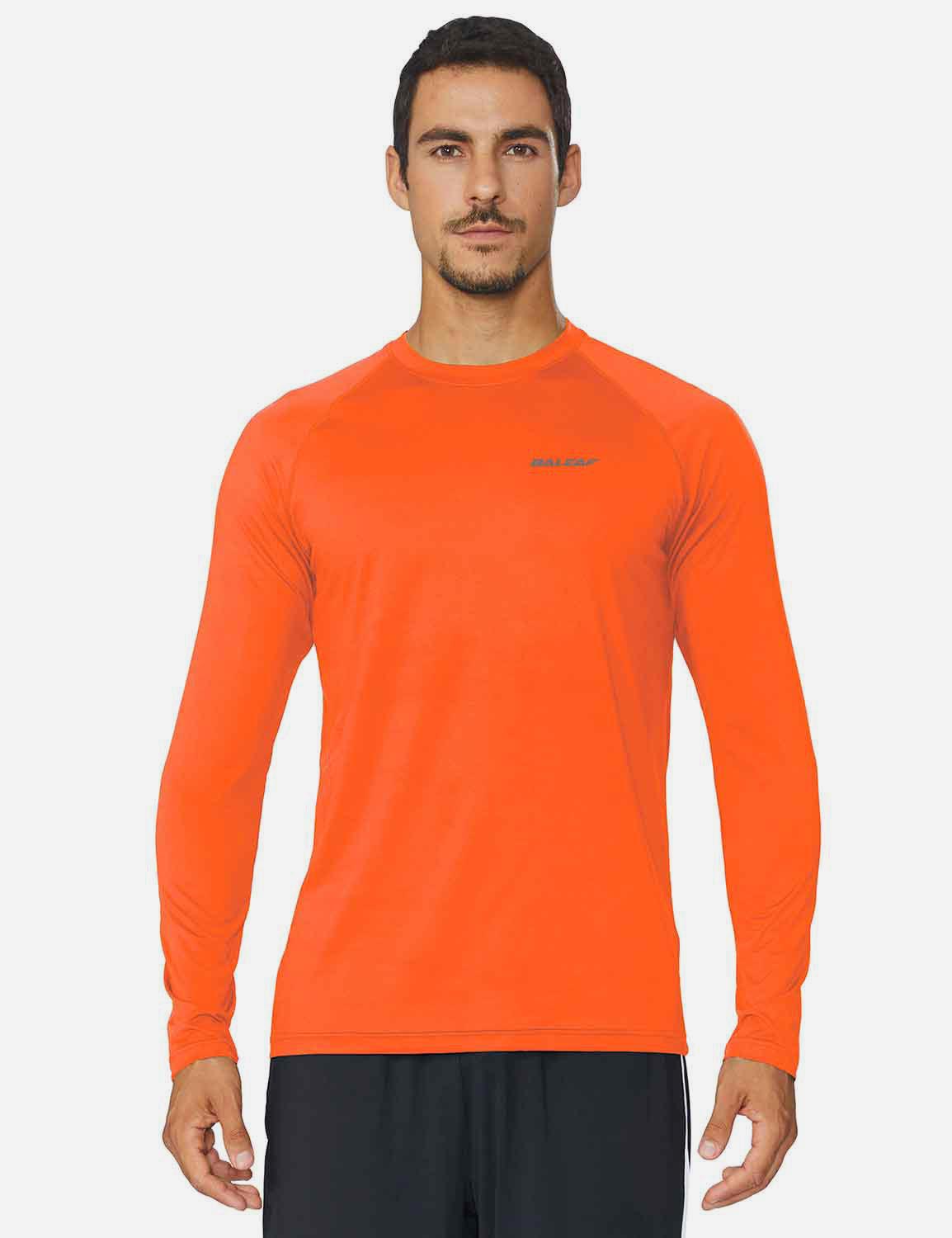 Baleaf Men's Workout Crew-Neck Slim-Cut Long Sleeved Shirt abd195 Orange Front