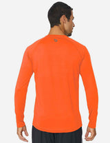 Baleaf Men's Workout Crew-Neck Slim-Cut Long Sleeved Shirt abd195 Orange Back