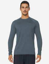 Baleaf Men's Workout Crew-Neck Slim-Cut Long Sleeved Shirt abd195 Slate Gray Front