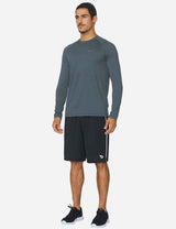 Baleaf Men's Workout Crew-Neck Slim-Cut Long Sleeved Shirt abd195 Slate Gray Full