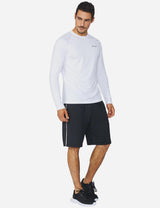 Baleaf Men's Workout Crew-Neck Slim-Cut Long Sleeved Shirt abd195 White  Full