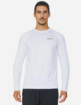 Baleaf Men's Workout Crew-Neck Slim-Cut Long Sleeved Shirt abd195 White Front