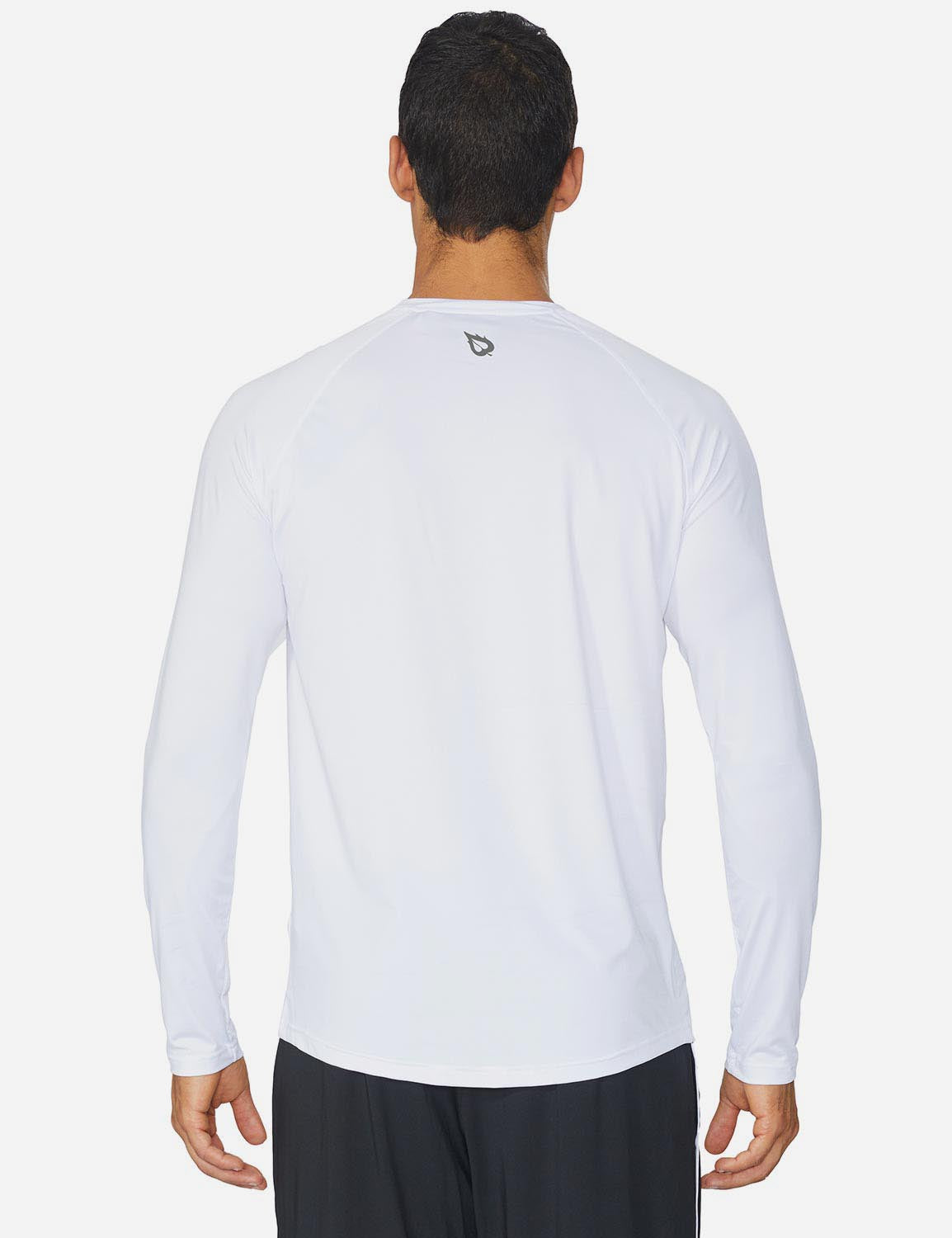 Baleaf Men's Workout Crew-Neck Slim-Cut Long Sleeved Shirt abd195 White  Back