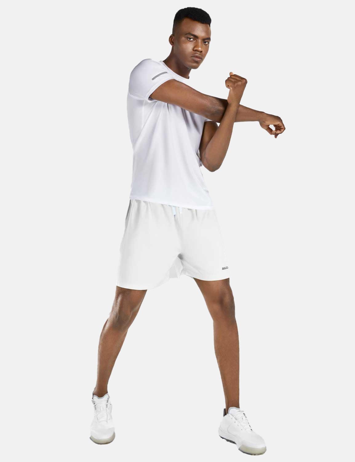 Baleaf Men's 5'' Light-Weight Quick Dry Fully Lined Shorts abd215 White FULL