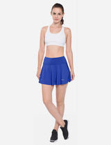 Baleaf Women's Mid-Rise 2-in-1 Pleated Pocketed Sports Skirt abd247 Blue fULL