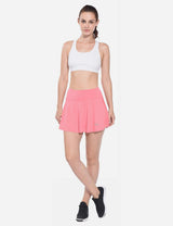 Baleaf Women's Mid-Rise 2-in-1 Pleated Pocketed Sports Skirt abd247 Light Pink Full