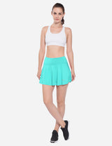 Baleaf Women's Mid-Rise 2-in-1 Pleated Pocketed Sports Skirt abd247 Mint Green Full