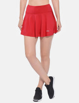 Baleaf Women's Mid-Rise 2-in-1 Pleated Pocketed Sports Skirt abd247 Red Main