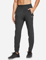 Baleaf Men's Mid Rise Seamless Quick Dry Mesh Tapered Joggers abd284 Gray Front