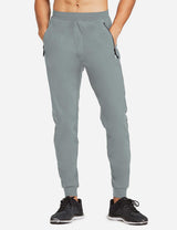 Baleaf Men's Mid Rise Seamless Quick Dry Mesh Tapered Joggers abd284 Light Gray Front