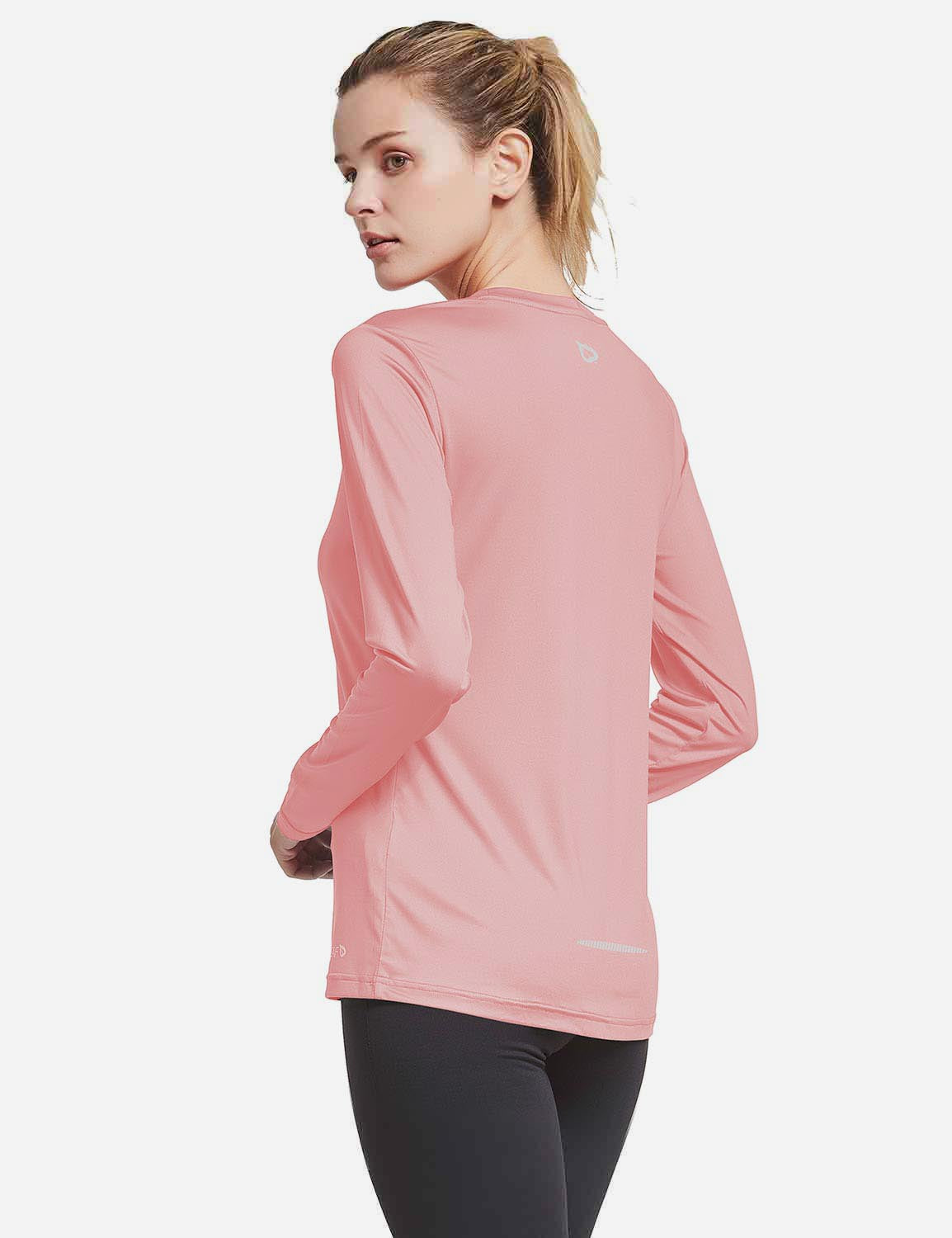 BALEAF Women's Loose Fit Tagless Workout Long Sleeved Shirt abd294 Pink Back