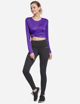 BALEAF Women's Loose Fit Tagless Workout Long Sleeved Shirt abd294 Purple Full