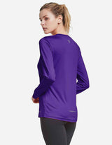 BALEAF Women's Loose Fit Tagless Workout Long Sleeved Shirt abd294 Purple Side