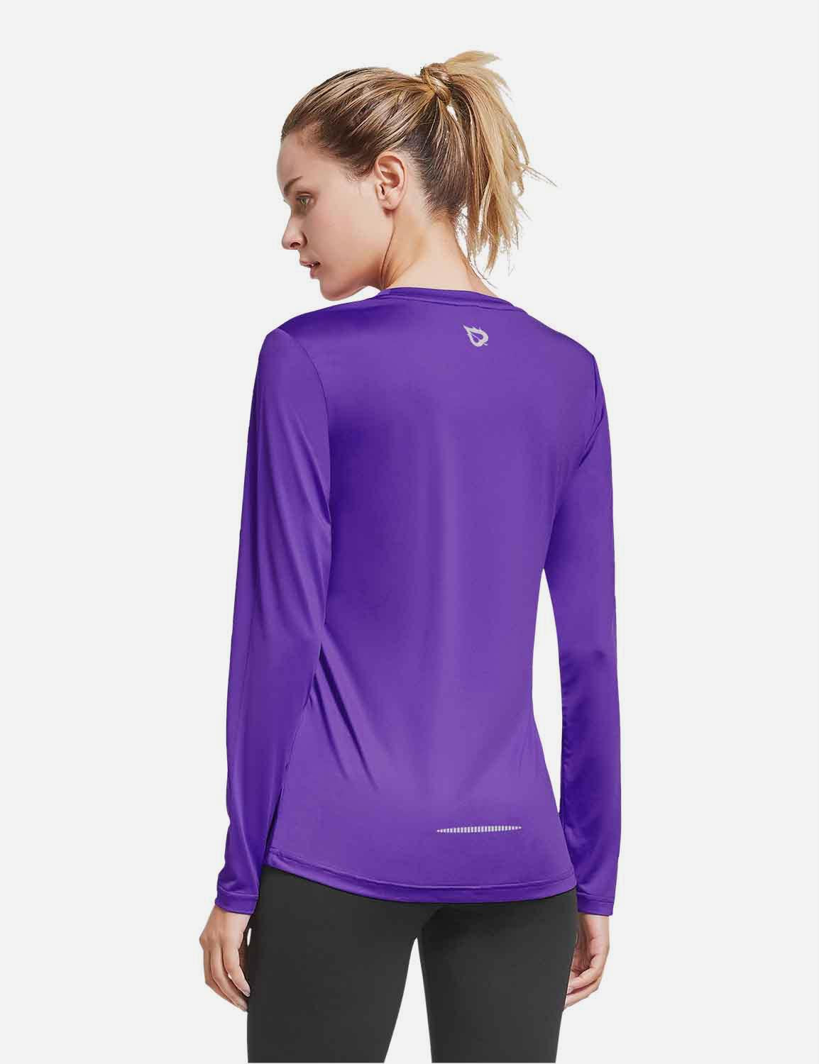 BALEAF Women's Loose Fit Tagless Workout Long Sleeved Shirt abd294 Purple Back