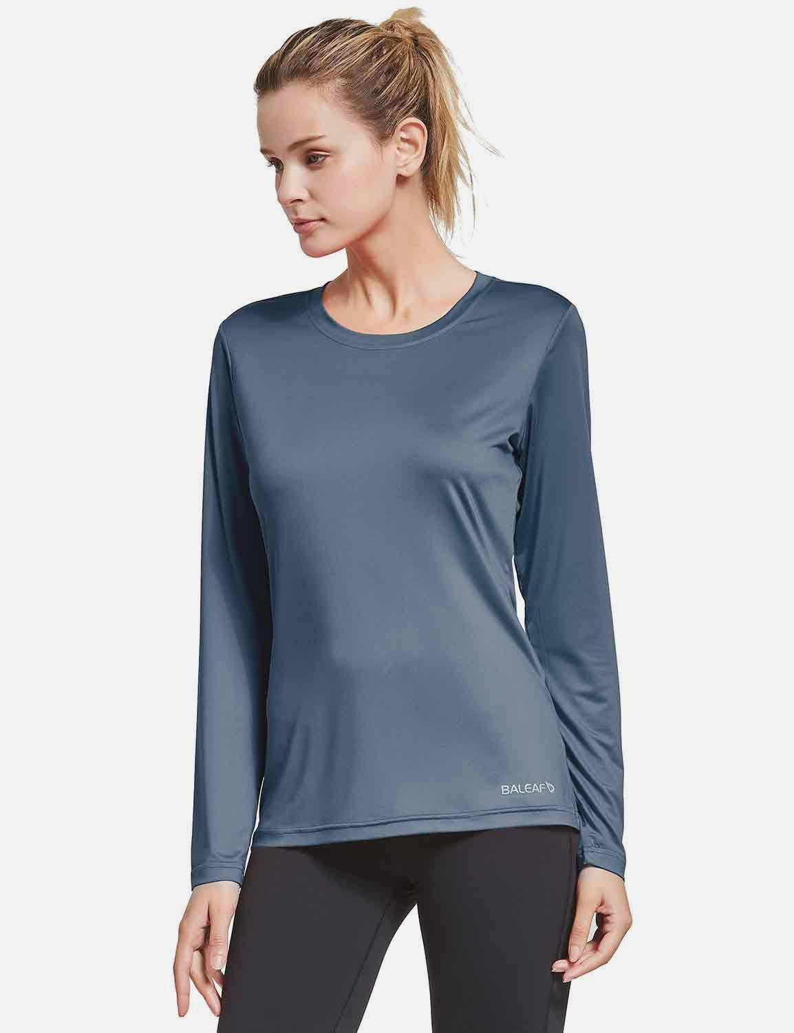 BALEAF Women's Loose Fit Tagless Workout Long Sleeved Shirt abd294 Gray Front