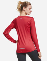 BALEAF Women's Loose Fit Tagless Workout Long Sleeved Shirt abd294 Red Back