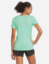 Baleaf Women's Baleaf Crew neck Comfort Fit Workout T-Shirt abd349 Aqua Back
