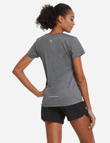 Baleaf Women's Baleaf Crew neck Comfort Fit Workout T-Shirt abd349 Heather Gray Back