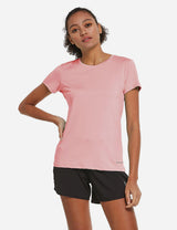 Baleaf Women's Baleaf Crew neck Comfort Fit Workout T-Shirt abd349 Pink Front