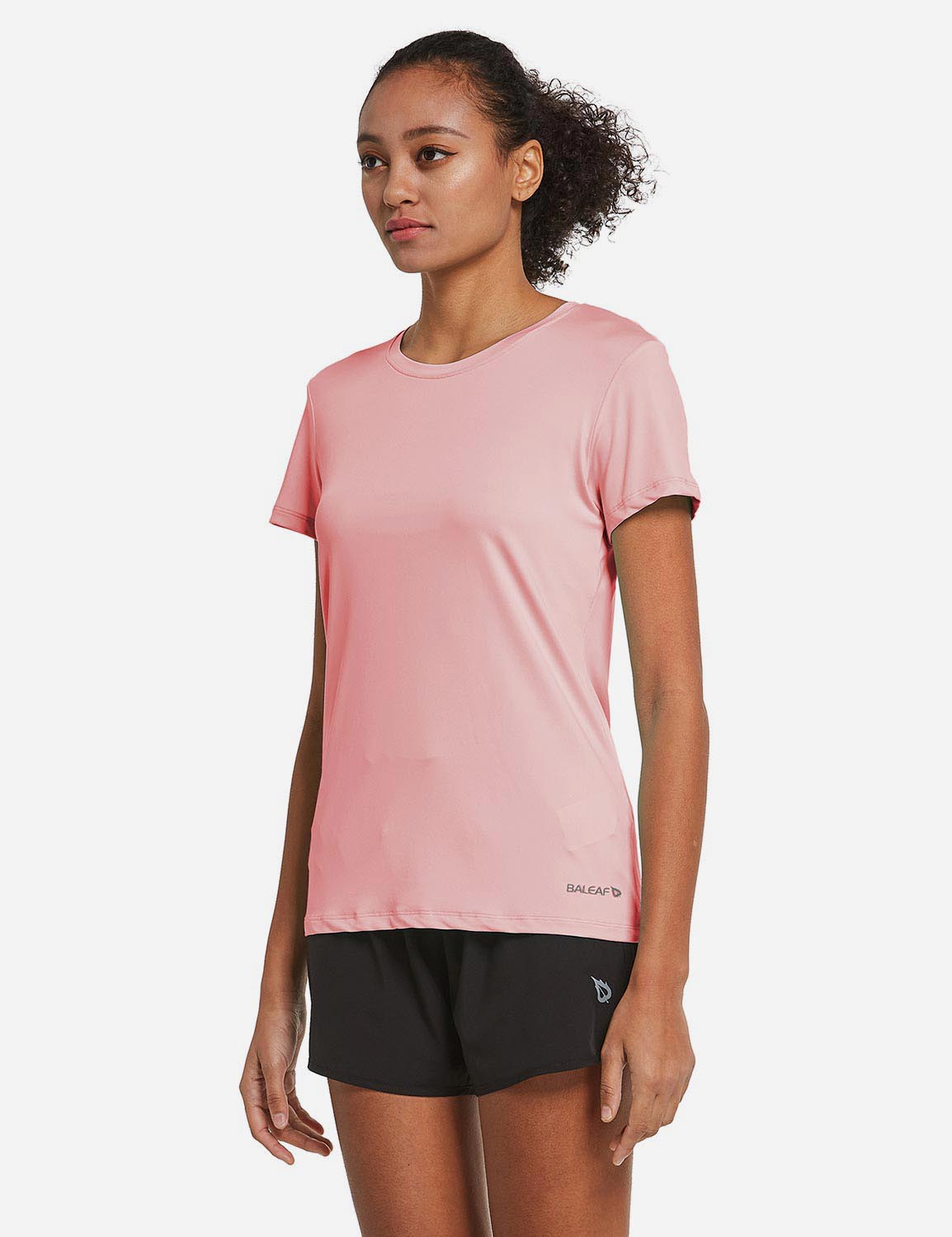 Baleaf Women's Baleaf Crew neck Comfort Fit Workout T-Shirt abd349 Pink Side