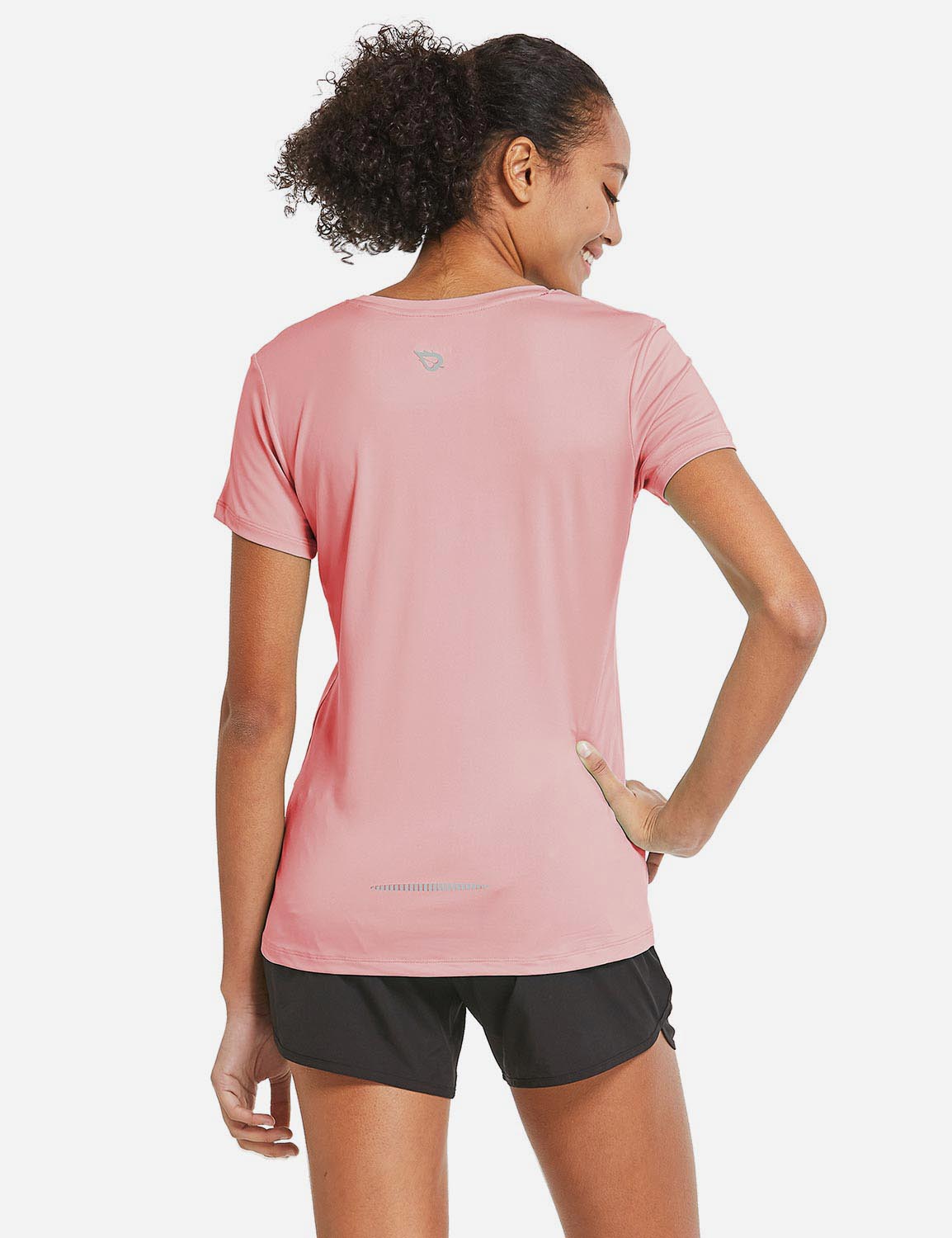 Baleaf Women's Baleaf Crew neck Comfort Fit Workout T-Shirt abd349 Pink Back