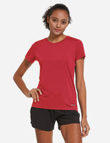 Baleaf Women's Baleaf Crew neck Comfort Fit Workout T-Shirt abd349 Red Front