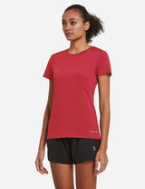 Baleaf Women's Baleaf Crew neck Comfort Fit Workout T-Shirt abd349 Red Side