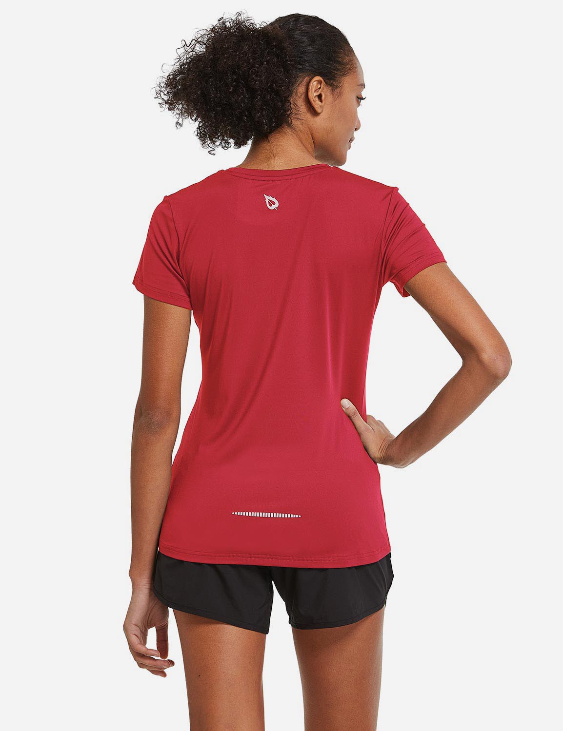 Baleaf Women's Baleaf Crew neck Comfort Fit Workout T-Shirt abd349 Red Back