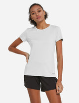 Baleaf Women's Baleaf Crew neck Comfort Fit Workout T-Shirt abd349 White Front