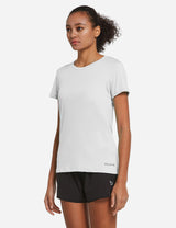 Baleaf Women's Baleaf Crew neck Comfort Fit Workout T-Shirt abd349 White Side