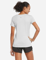 Baleaf Women's Baleaf Crew neck Comfort Fit Workout T-Shirt abd349 White Back