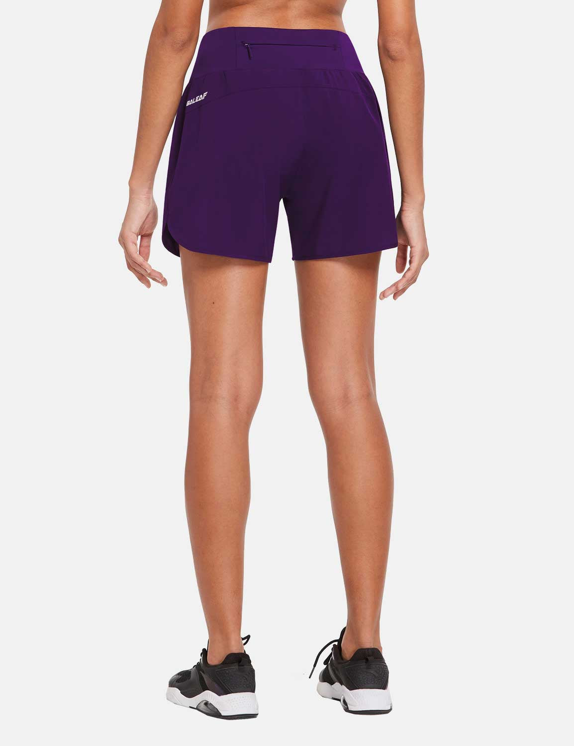 Baleaf Women's 5" High Rise Split-leg Pocketed Running Shorts abd394 Purple Back